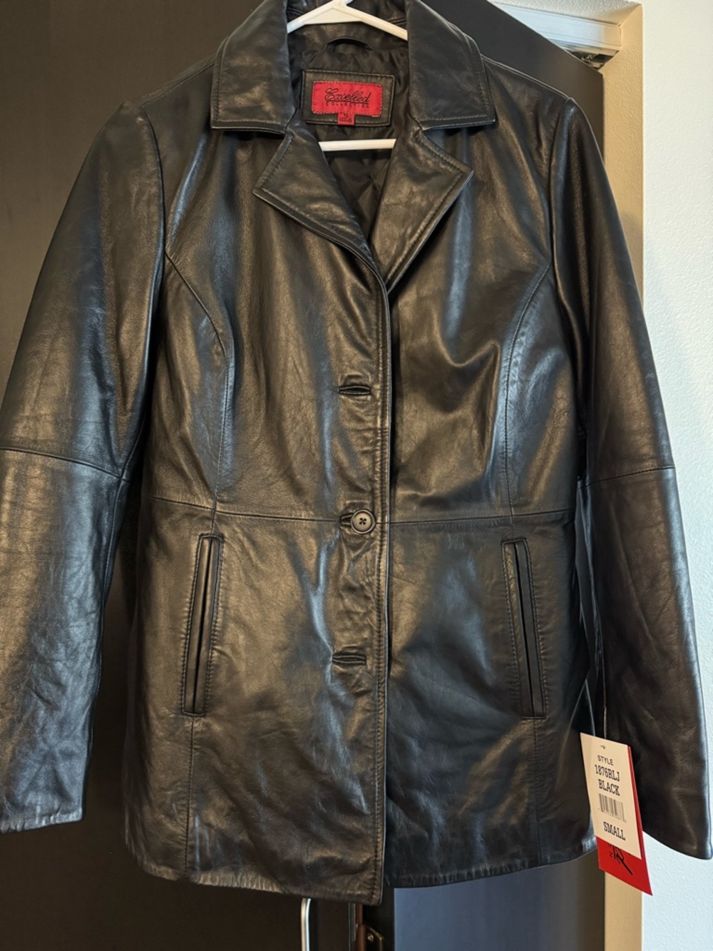 Excelled Black Leather Button-Front Jacket